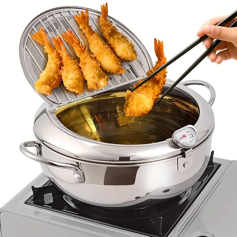 Japanese Tempura Deep Fryer Pan – Stainless Steel, Induction Compatible
