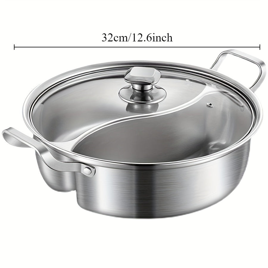 Dual-Flavor Stainless Steel Hot Pot with Lid