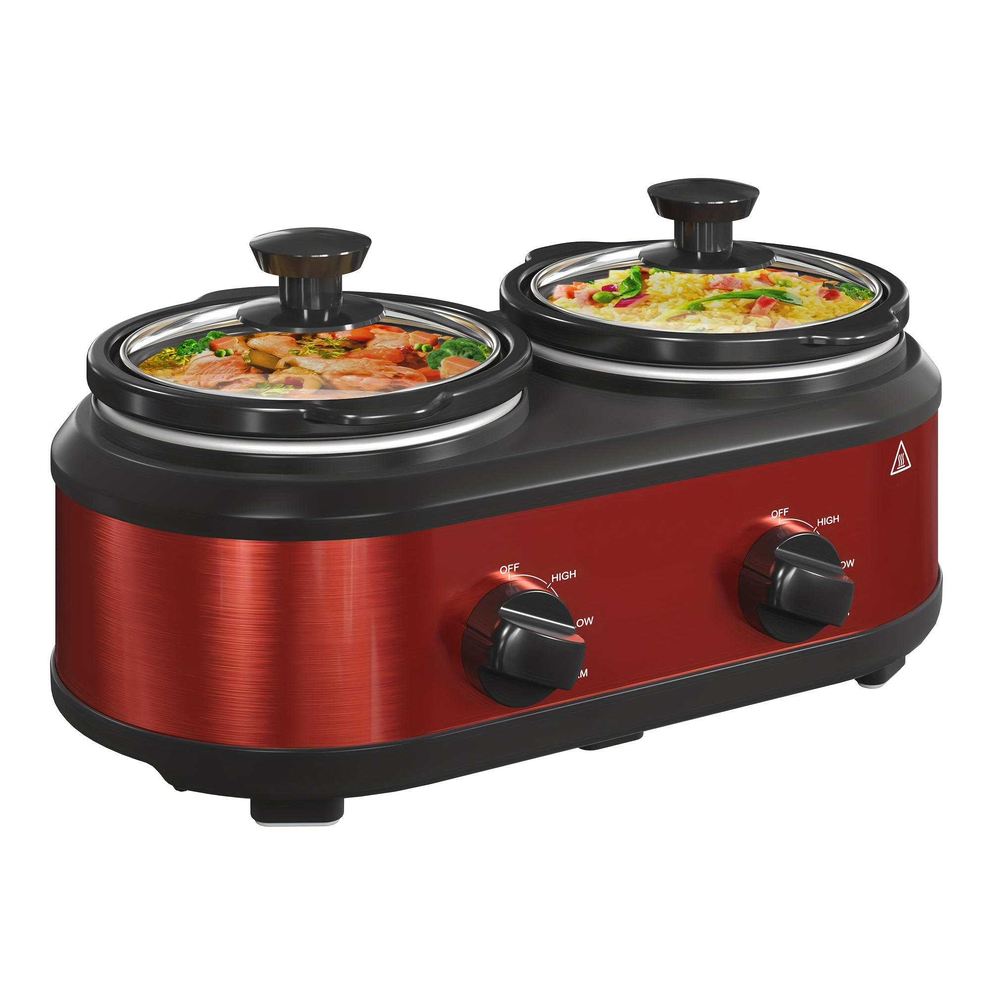 ROYALCRAFT Double Slow Cooker – 110V, Dual-Compartment, Stainless Steel