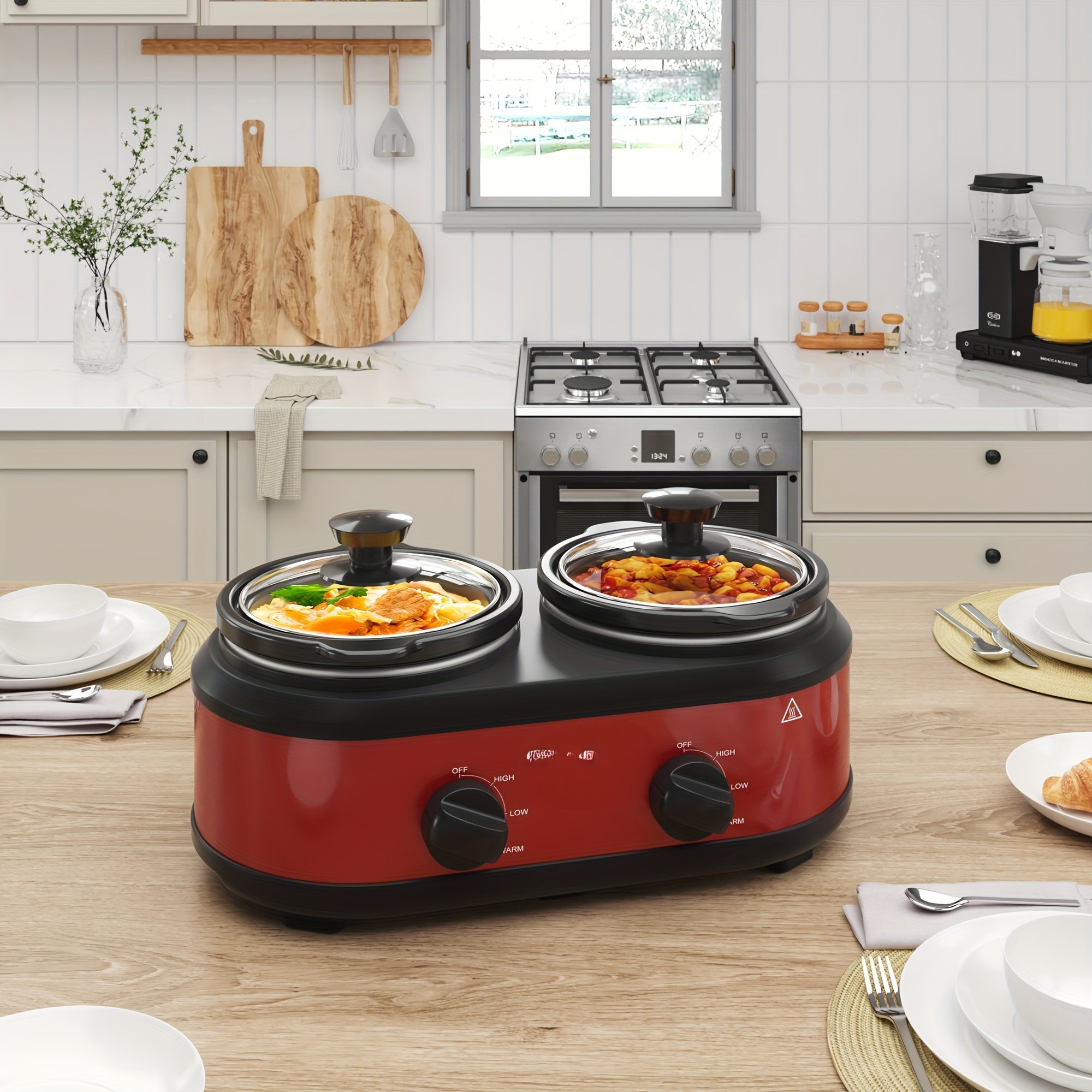 ROYALCRAFT Double Slow Cooker – 110V, Dual-Compartment, Stainless Steel