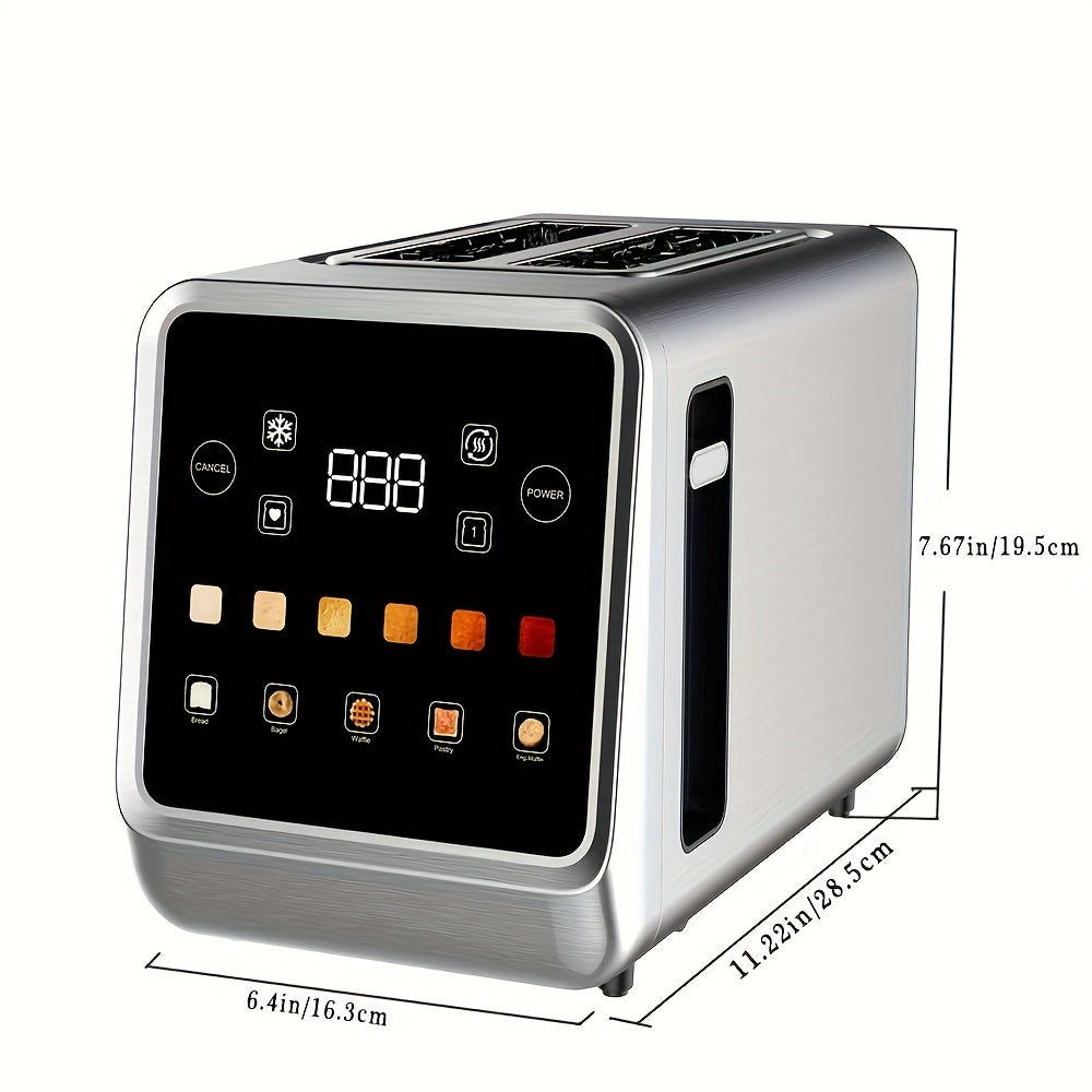 TouchGlow 2-Slice Digital Toaster – Stainless Steel, Touchscreen, 6 Shade Levels