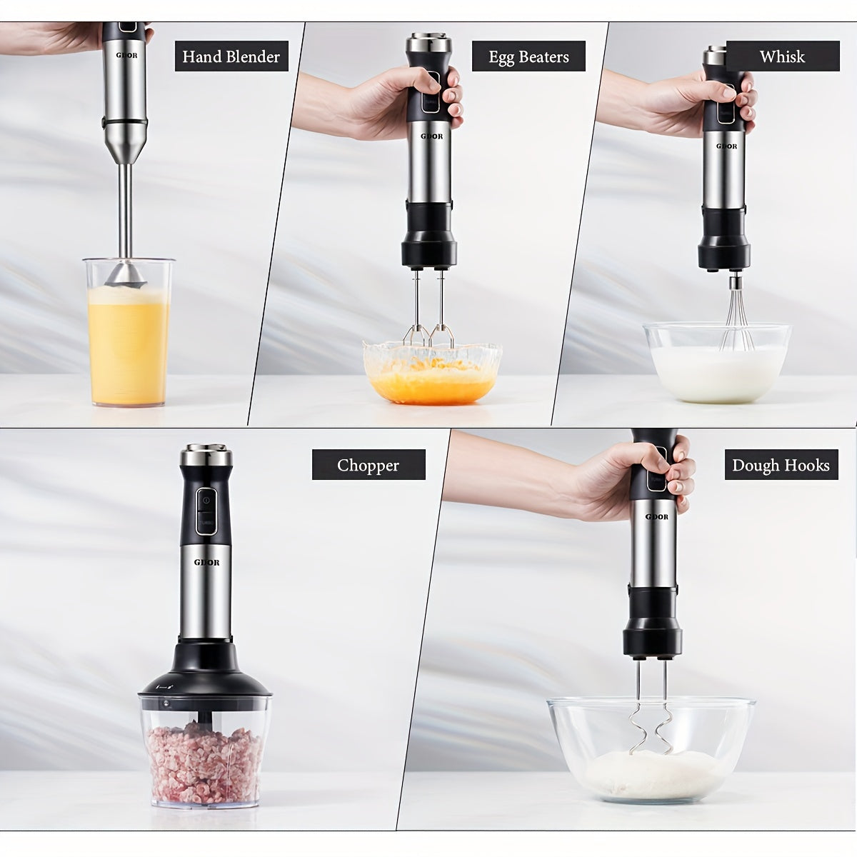 GDOR 6-in-1 Immersion Blender – 1000W, 20 Speeds, Turbo Mode