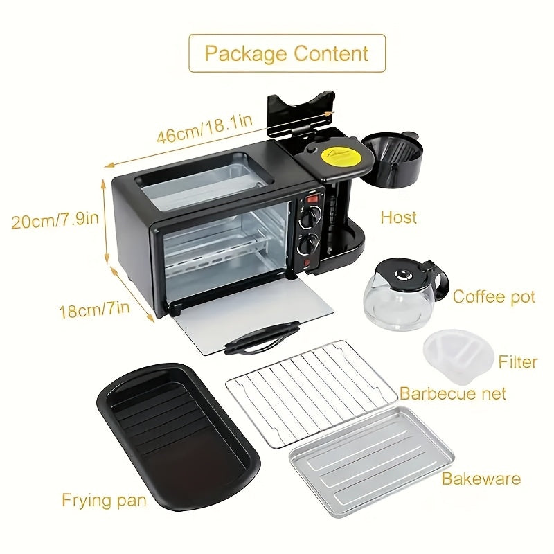 OICIIDO 3-in-1 Electric Breakfast Station – Portable Oven, Grill & Coffee Maker