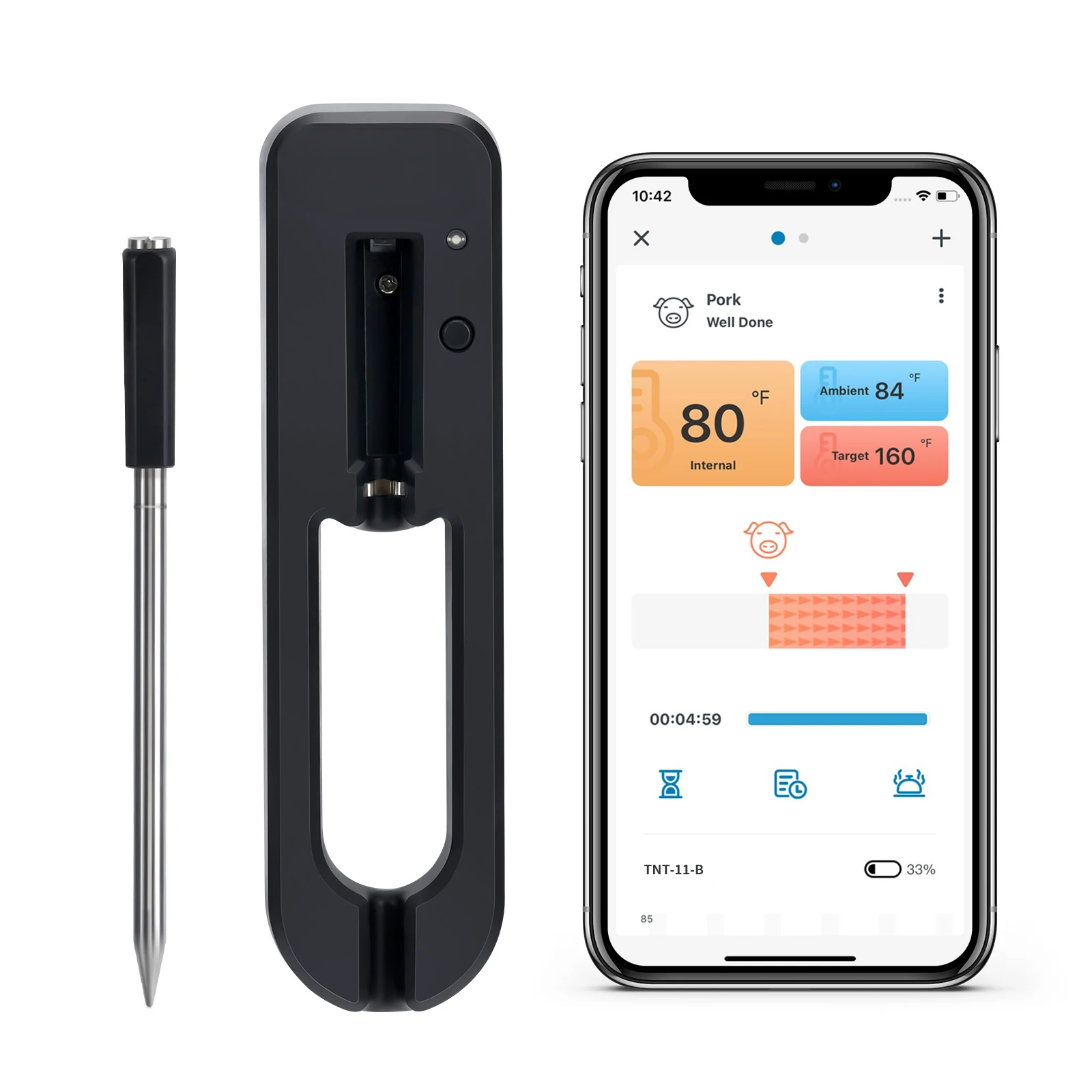 Long-Range Wireless Smart Meat Thermometer – Bluetooth 5.0, Dual-Sensor Probe for Oven, Grill, and Sous Vide