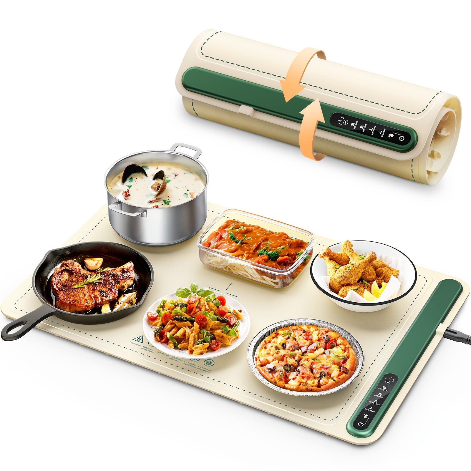 ISEYYOX Food Warmer Pad – 120V, Silicone Heating Mat for Hot Meals Anywhere