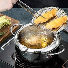 Japanese Tempura Deep Fryer Pan – Stainless Steel, Induction Compatible