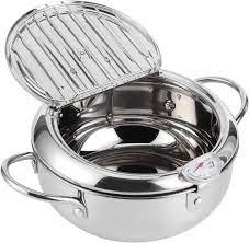 Japanese Tempura Deep Fryer Pan – Stainless Steel, Induction Compatible