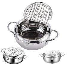 Japanese Tempura Deep Fryer Pan – Stainless Steel, Induction Compatible