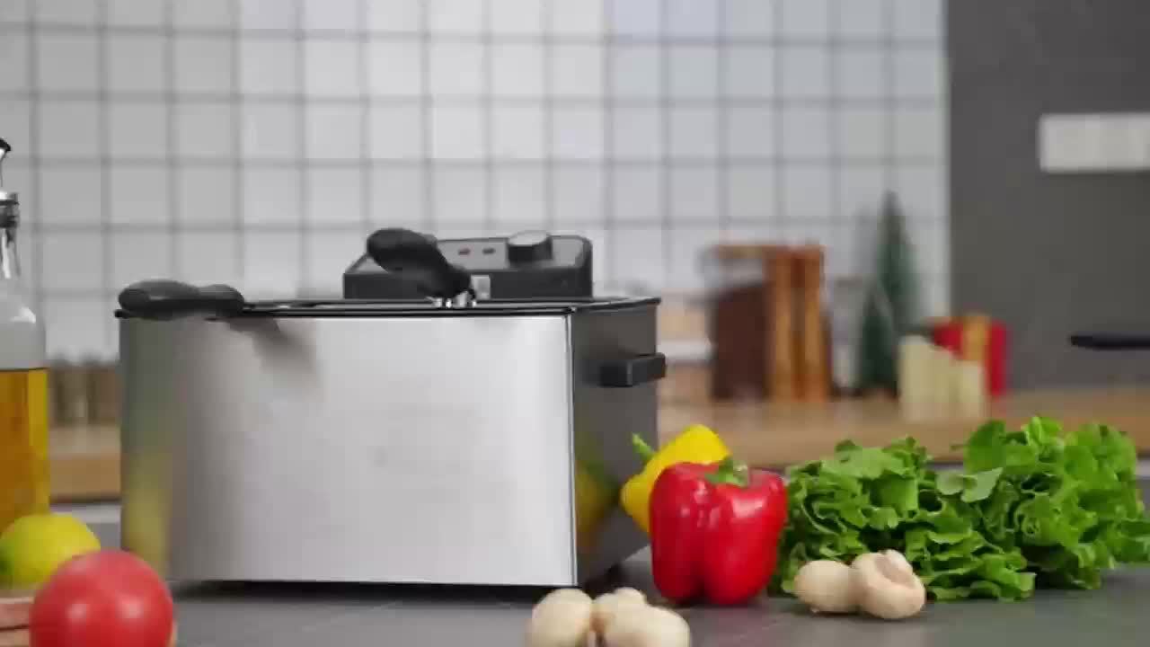 Stainless Steel Deep Fryer with Basket – 110V, Professional-Grade Frying