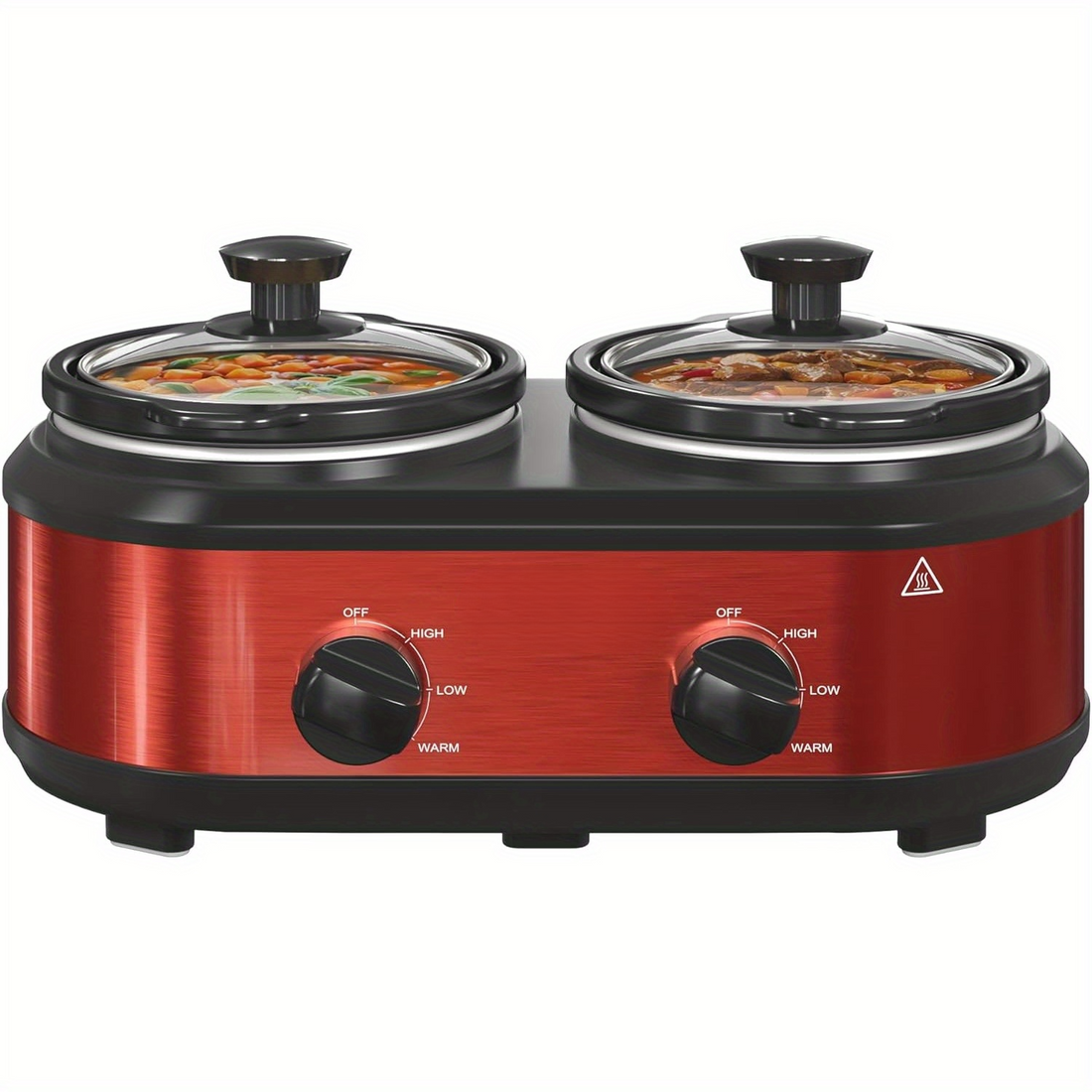ROYALCRAFT Double Slow Cooker – 110V, Dual-Compartment, Stainless Steel