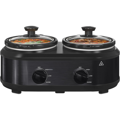 ROYALCRAFT Double Slow Cooker – 110V, Dual-Compartment, Stainless Steel