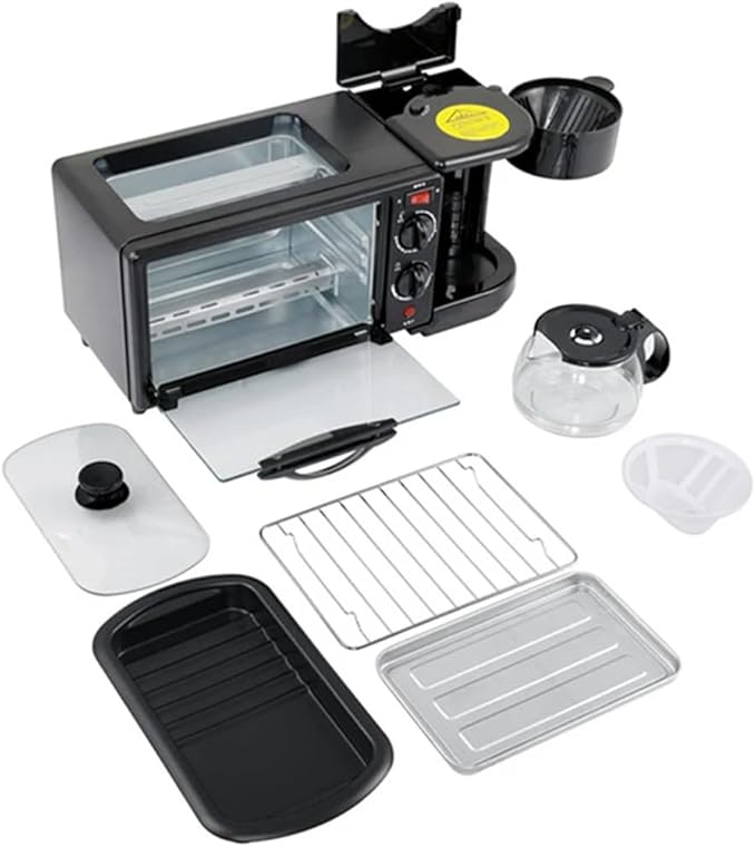 OICIIDO 3-in-1 Electric Breakfast Station – Portable Oven, Grill &amp; Coffee Maker