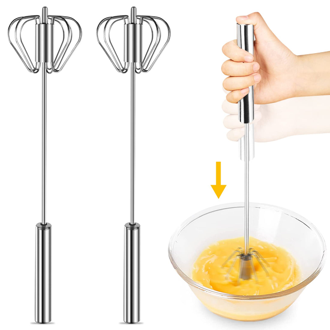 YUHUPHYLLIC Stainless Steel Semi-Automatic Hand Whisk