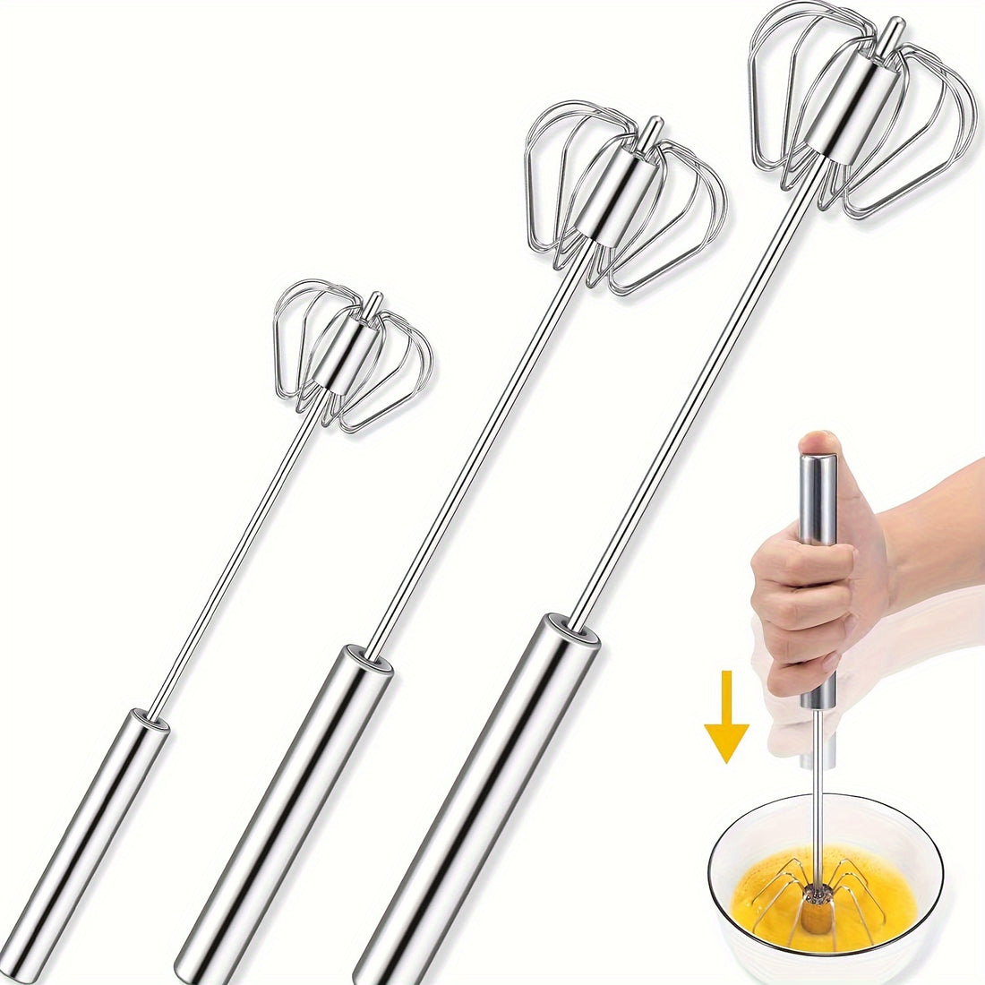 YUHUPHYLLIC Stainless Steel Semi-Automatic Hand Whisk